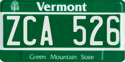 VT license plate ZCA526