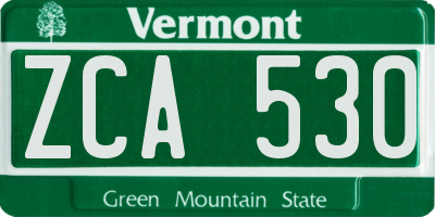 VT license plate ZCA530