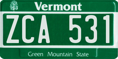 VT license plate ZCA531