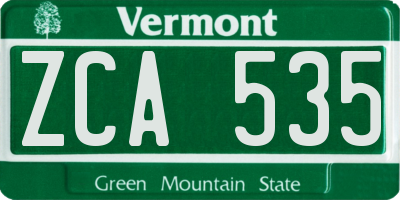 VT license plate ZCA535