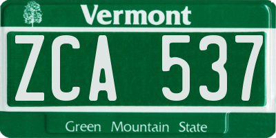 VT license plate ZCA537