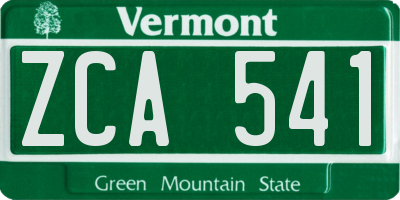 VT license plate ZCA541