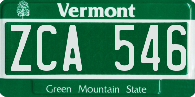 VT license plate ZCA546