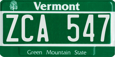 VT license plate ZCA547