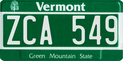 VT license plate ZCA549