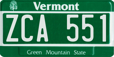 VT license plate ZCA551
