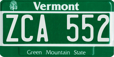 VT license plate ZCA552