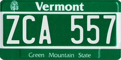 VT license plate ZCA557