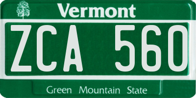 VT license plate ZCA560