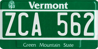 VT license plate ZCA562