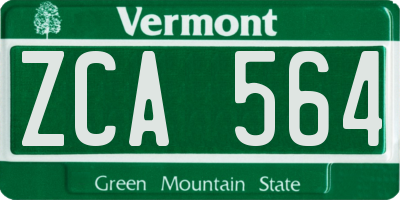VT license plate ZCA564