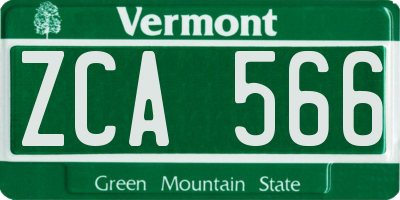 VT license plate ZCA566