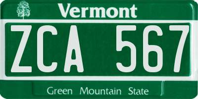 VT license plate ZCA567