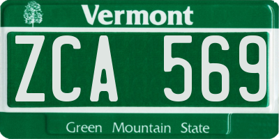 VT license plate ZCA569