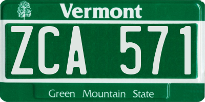 VT license plate ZCA571