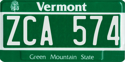 VT license plate ZCA574
