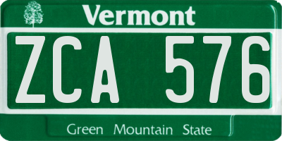VT license plate ZCA576