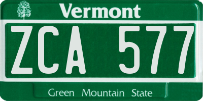 VT license plate ZCA577