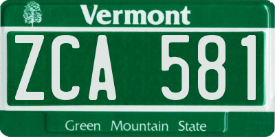 VT license plate ZCA581