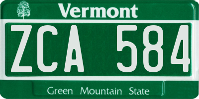 VT license plate ZCA584