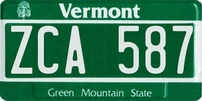 VT license plate ZCA587