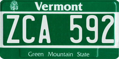 VT license plate ZCA592