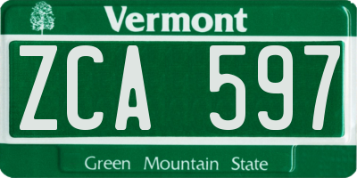 VT license plate ZCA597