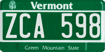 VT license plate ZCA598