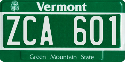 VT license plate ZCA601