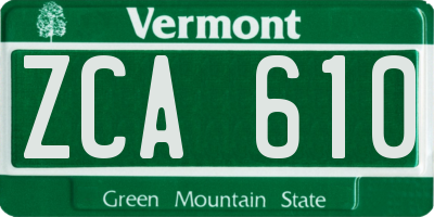 VT license plate ZCA610