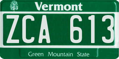 VT license plate ZCA613