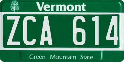 VT license plate ZCA614