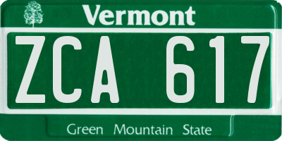VT license plate ZCA617