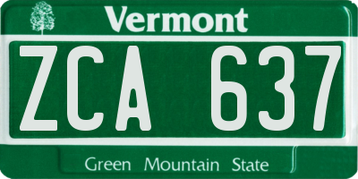 VT license plate ZCA637