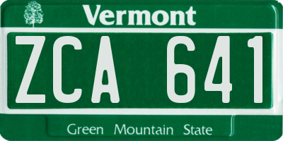 VT license plate ZCA641