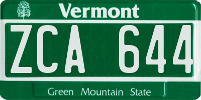 VT license plate ZCA644