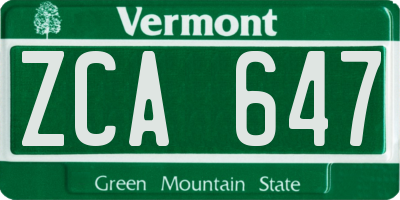 VT license plate ZCA647