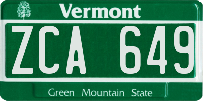 VT license plate ZCA649