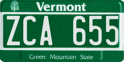 VT license plate ZCA655