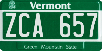 VT license plate ZCA657