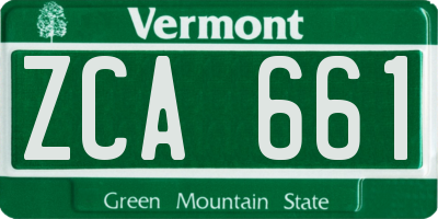 VT license plate ZCA661