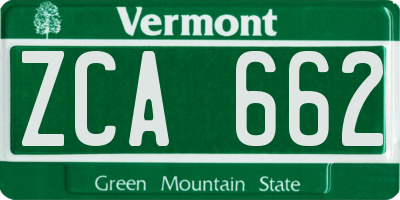 VT license plate ZCA662