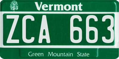 VT license plate ZCA663