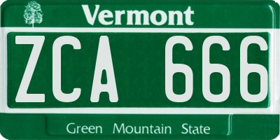 VT license plate ZCA666