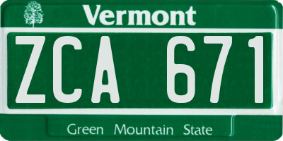 VT license plate ZCA671