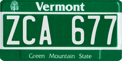 VT license plate ZCA677