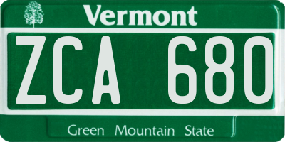 VT license plate ZCA680