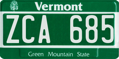 VT license plate ZCA685