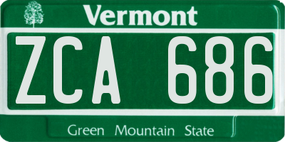 VT license plate ZCA686