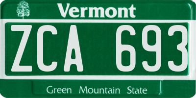 VT license plate ZCA693